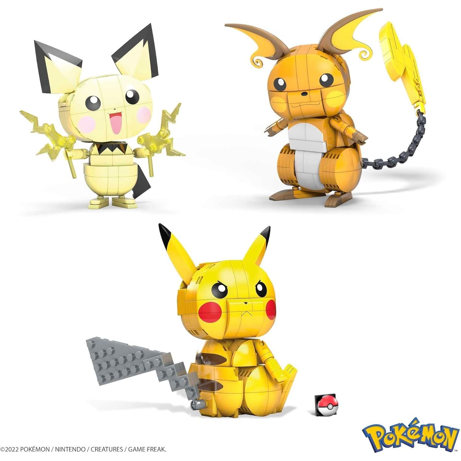 MEGA Pokémon Build n Show Pikachu Evolution Trio Building Set with 621 Compatible Bricks