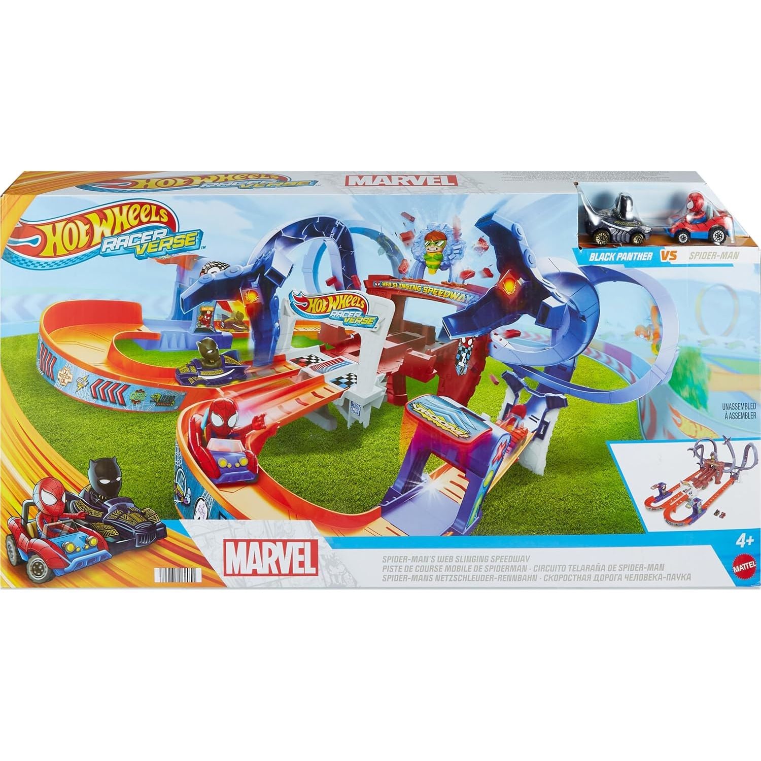 Hot Wheels Racer Verse Spider-Man's Web Slinging Speedway Track Set