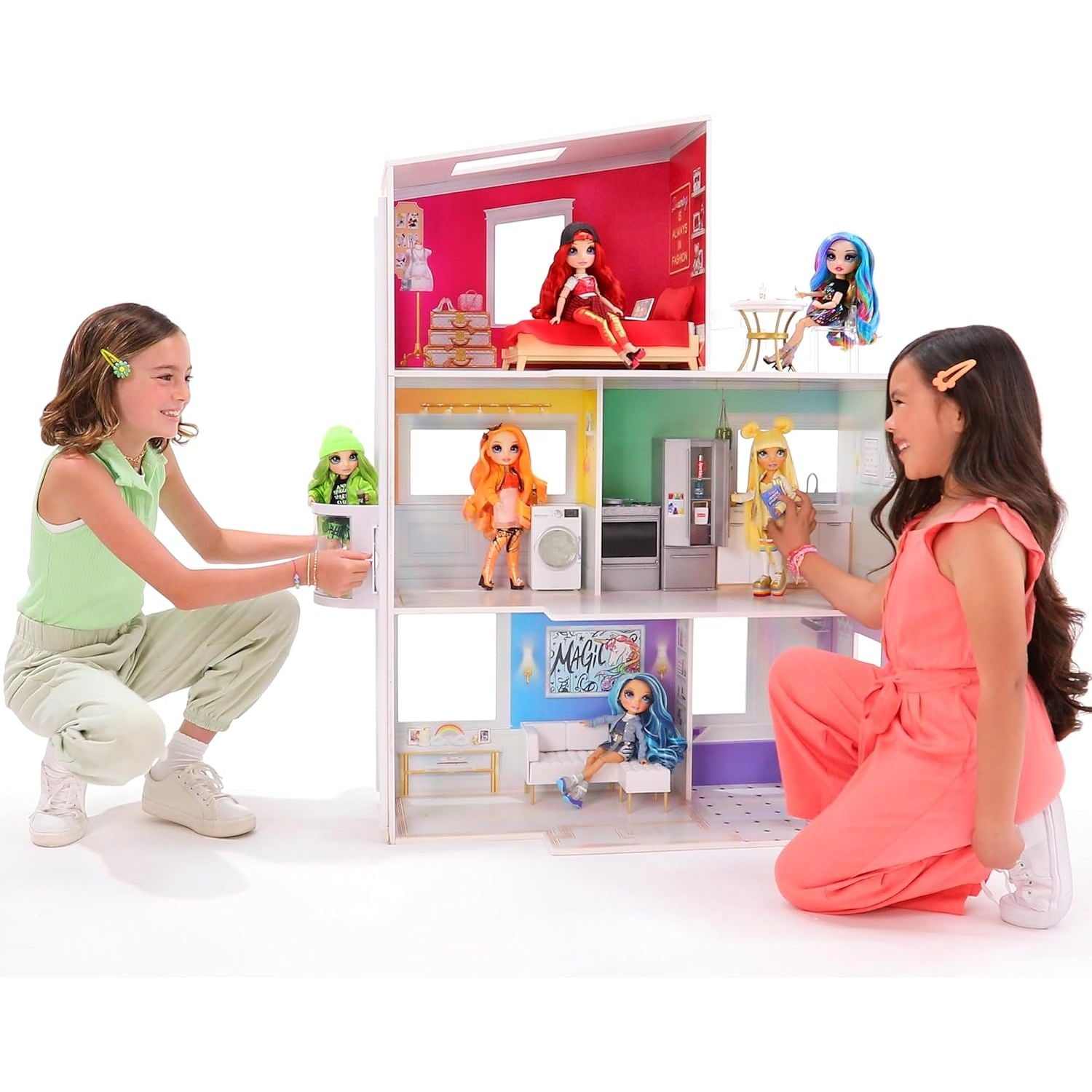 Rainbow High Townhouse 3-Story Wooden Dollhouse Playset