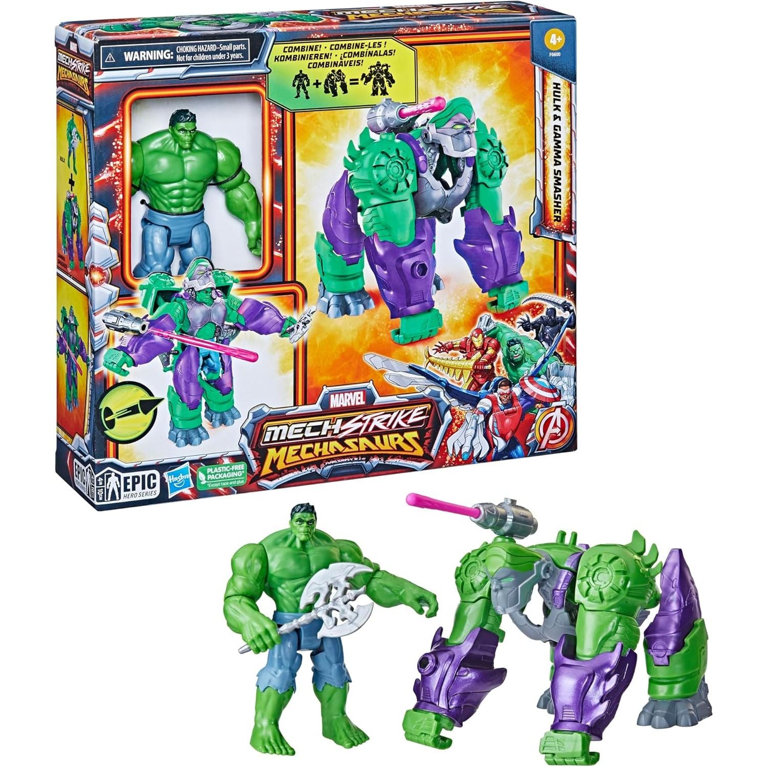 Marvel Mech Strike Mechasaurs Hulk with Gamma Smasher Mechasaur Action Figures