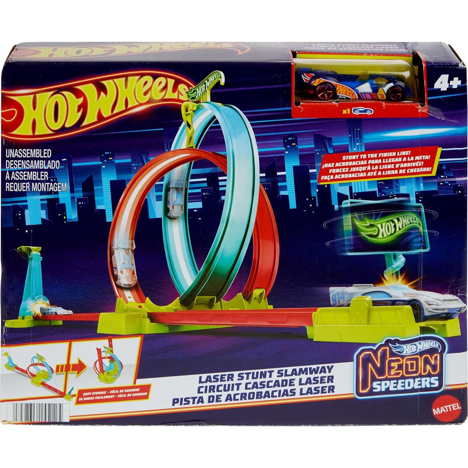 Hot Wheels Neon Speeders Laser Stunt Slamway Track Set