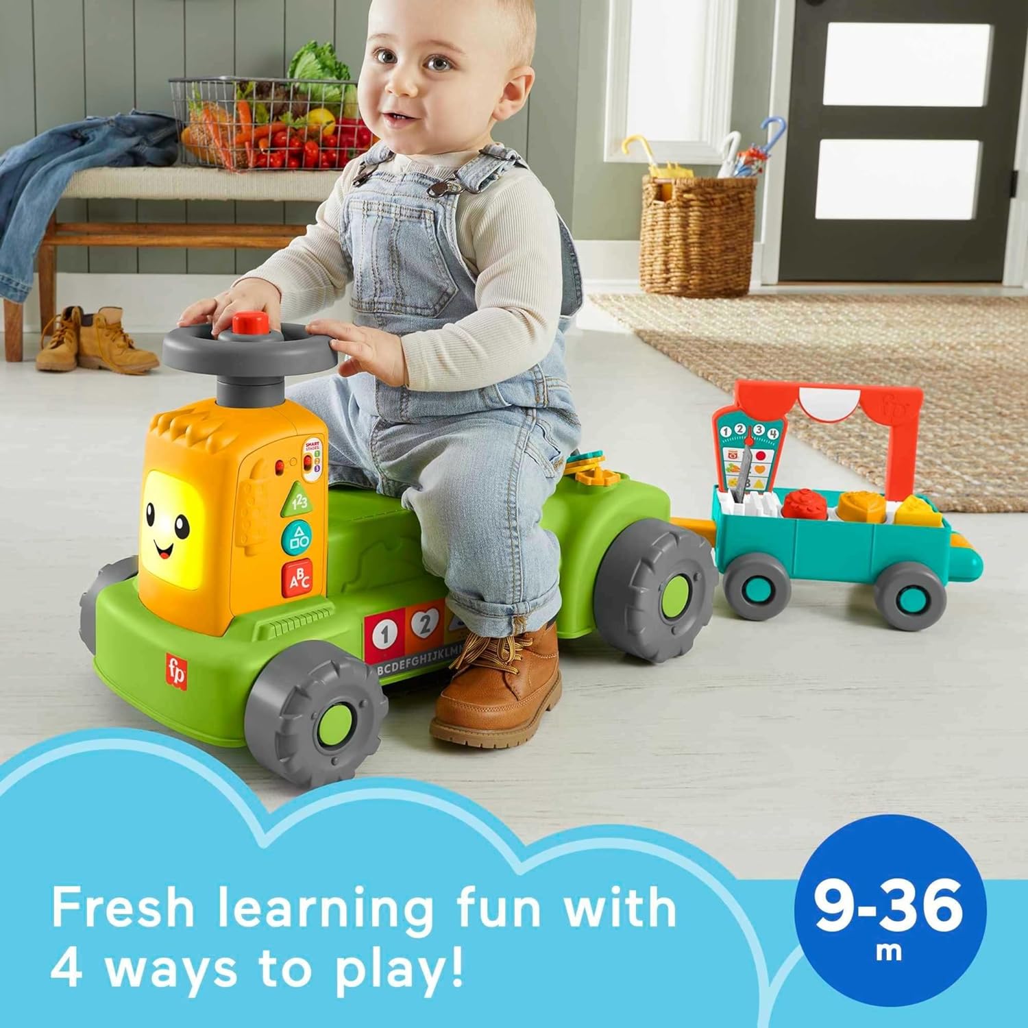 Fisher-Price Laugh & Learn 4-in-1 Farm to Market Tractor Ride-On - Toywell