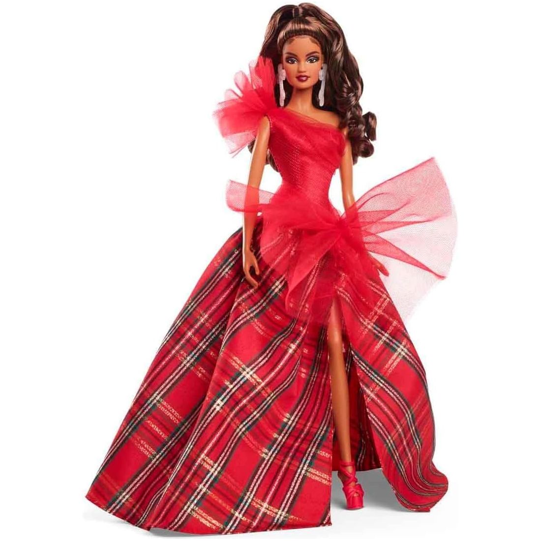 Barbie Signature 2024 Holiday Plaid Gown With Red Bow Doll