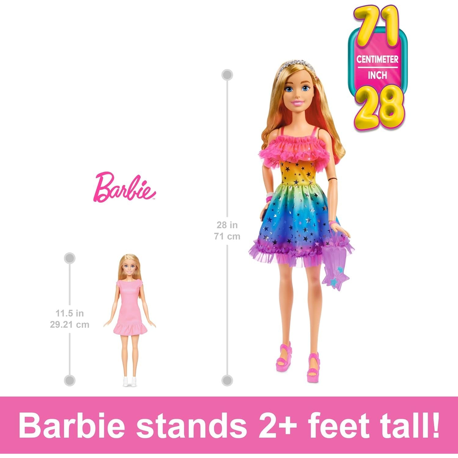 Dress Tall Barbies Barbie Blond Hair And Rainbow Dress 28