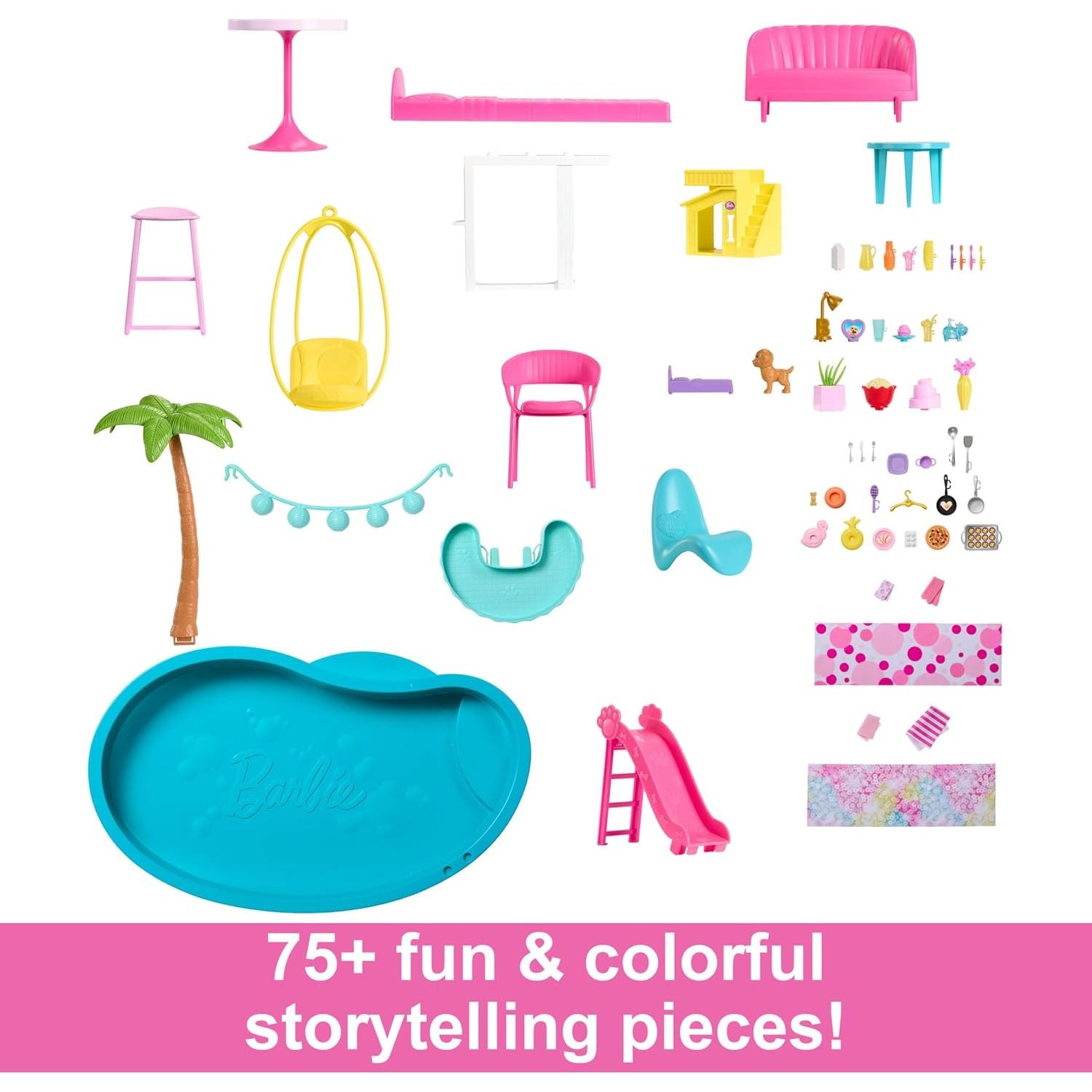 Barbie Deluxe Doll Pool Party Dreamhouse 75+ pieces Playset