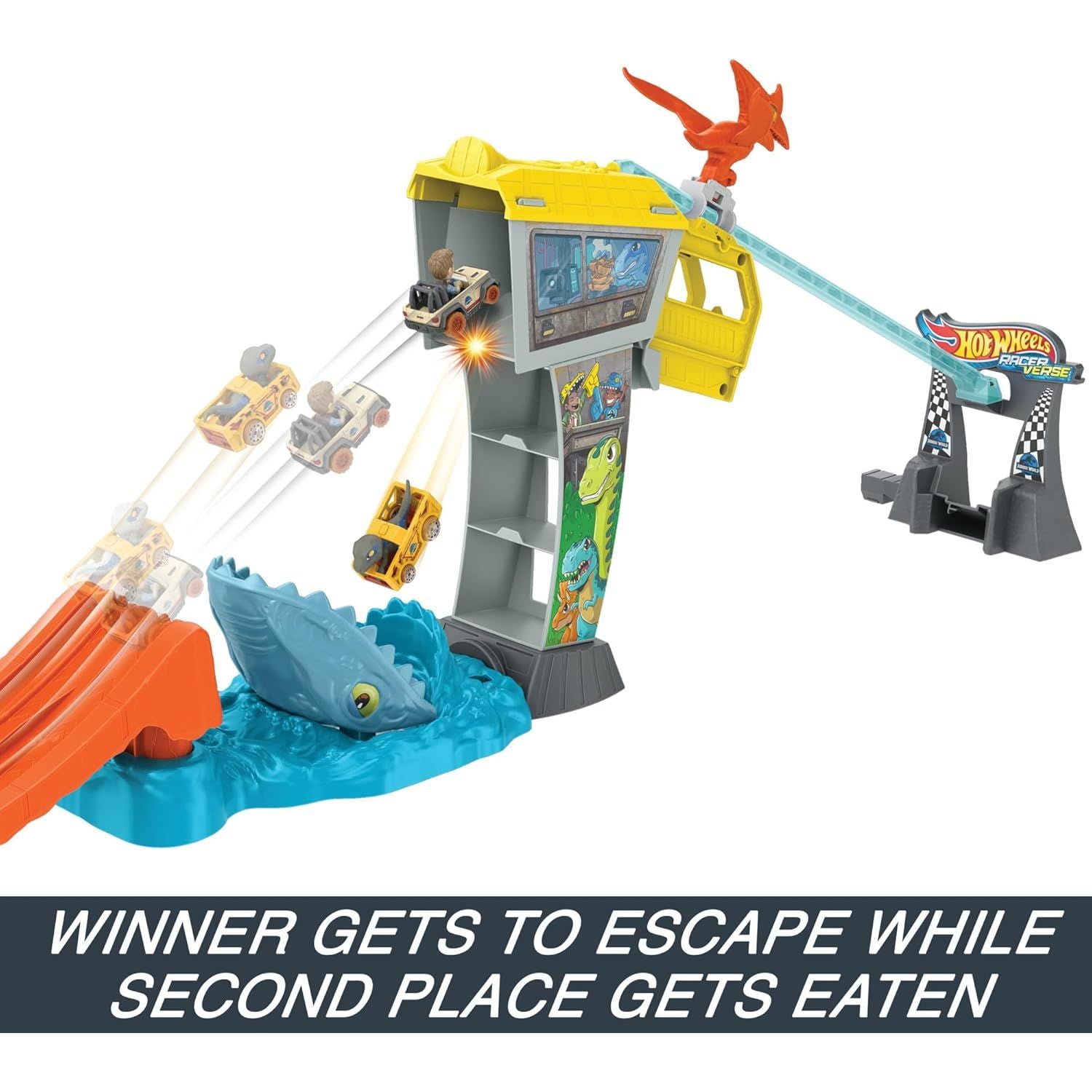 Hot Wheels Racerverse Jurassic World Blue's Raptor Rush Track Set