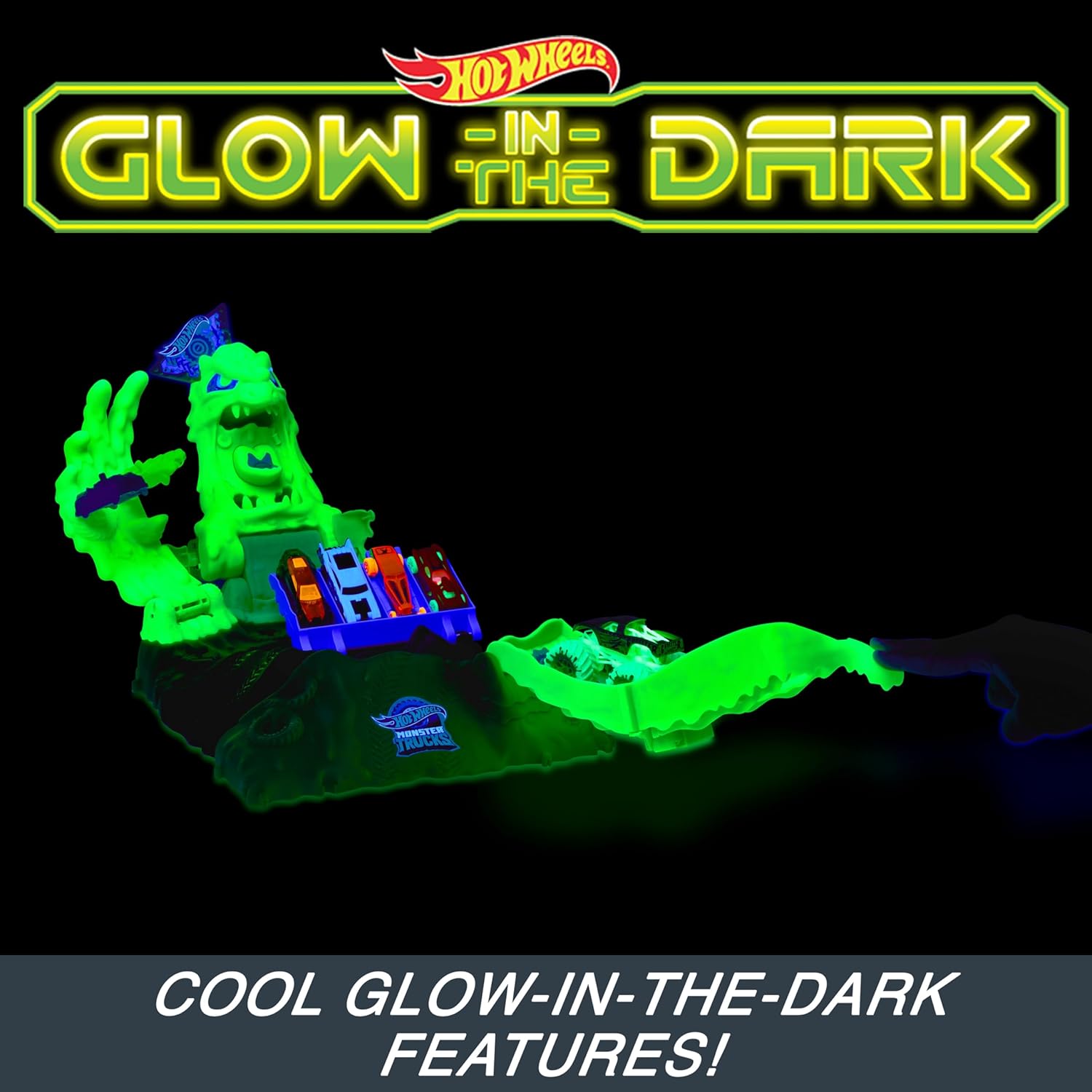 Hot Wheels Monster Trucks Arena Smashers Glow in The Dark Gunkster Playset