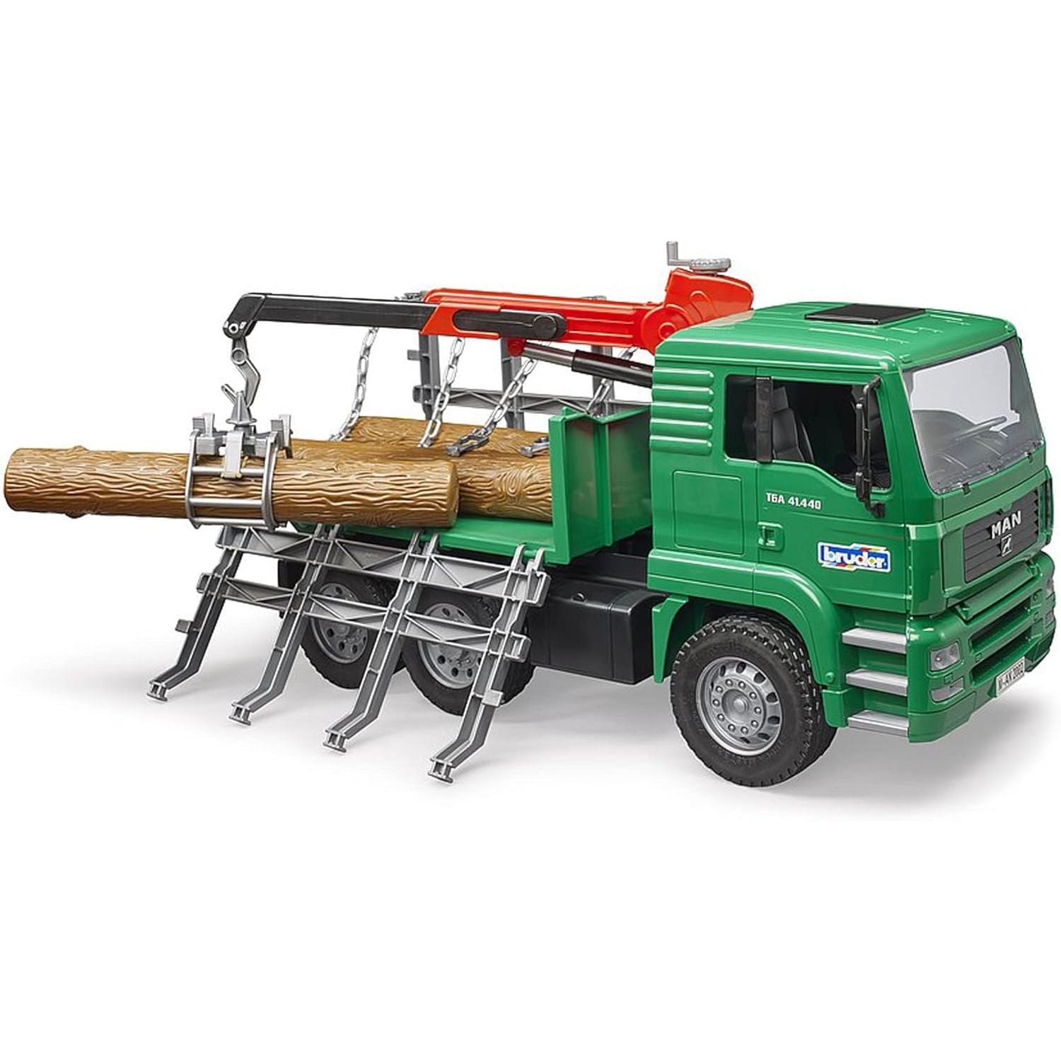Bruder MAN TGA Timber Truck with Loading Crane and 3 Trunks 1:16