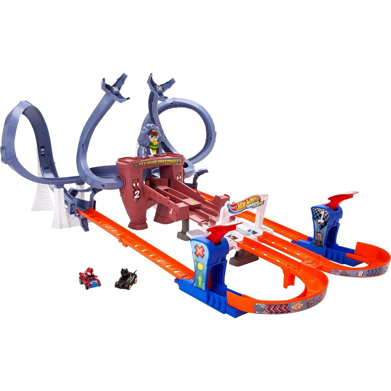 Hot Wheels Racer Verse Spider-Man's Web Slinging Speedway Track Set