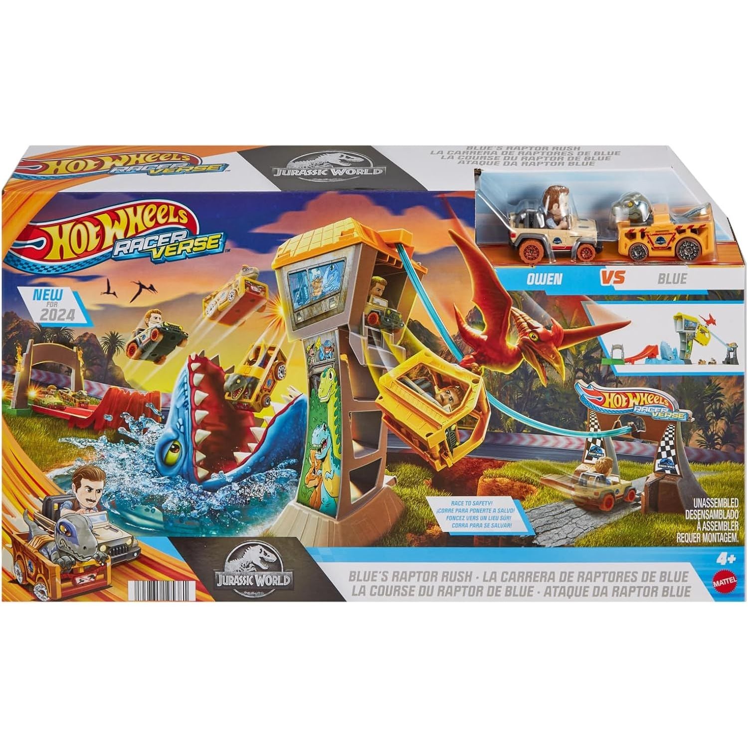 Hot Wheels Racerverse Jurassic World Blue's Raptor Rush Track Set