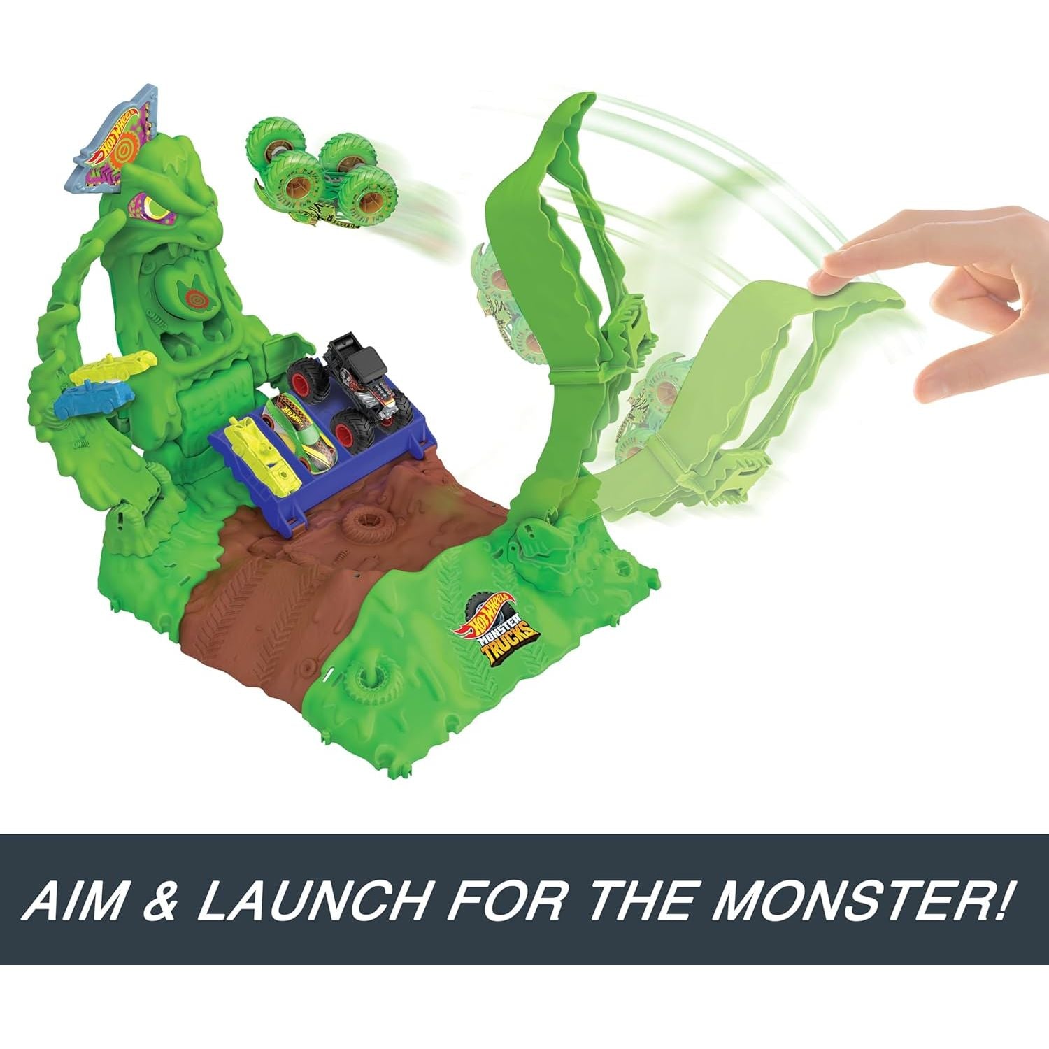 Hot Wheels Monster Trucks Arena Smashers Glow in The Dark Gunkster Playset