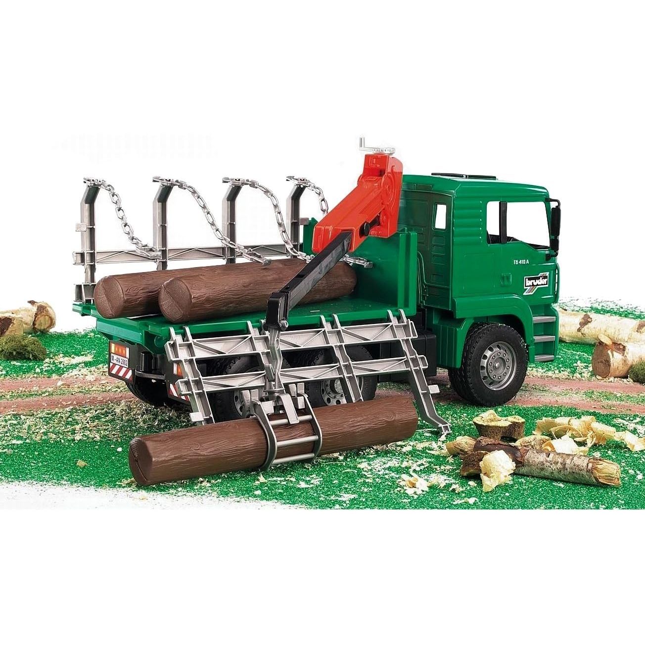 Bruder MAN TGA Timber Truck with Loading Crane and 3 Trunks 1:16