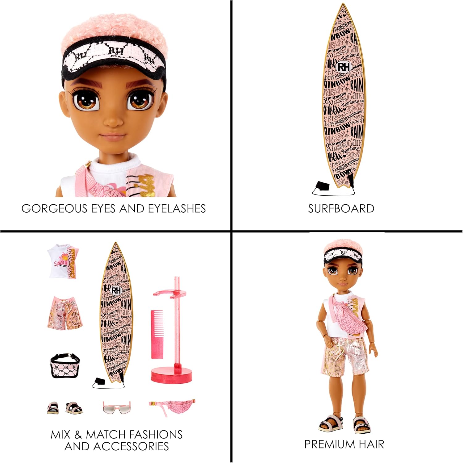 Rainbow High Pacific Coast Finn Rosado Fashion Doll