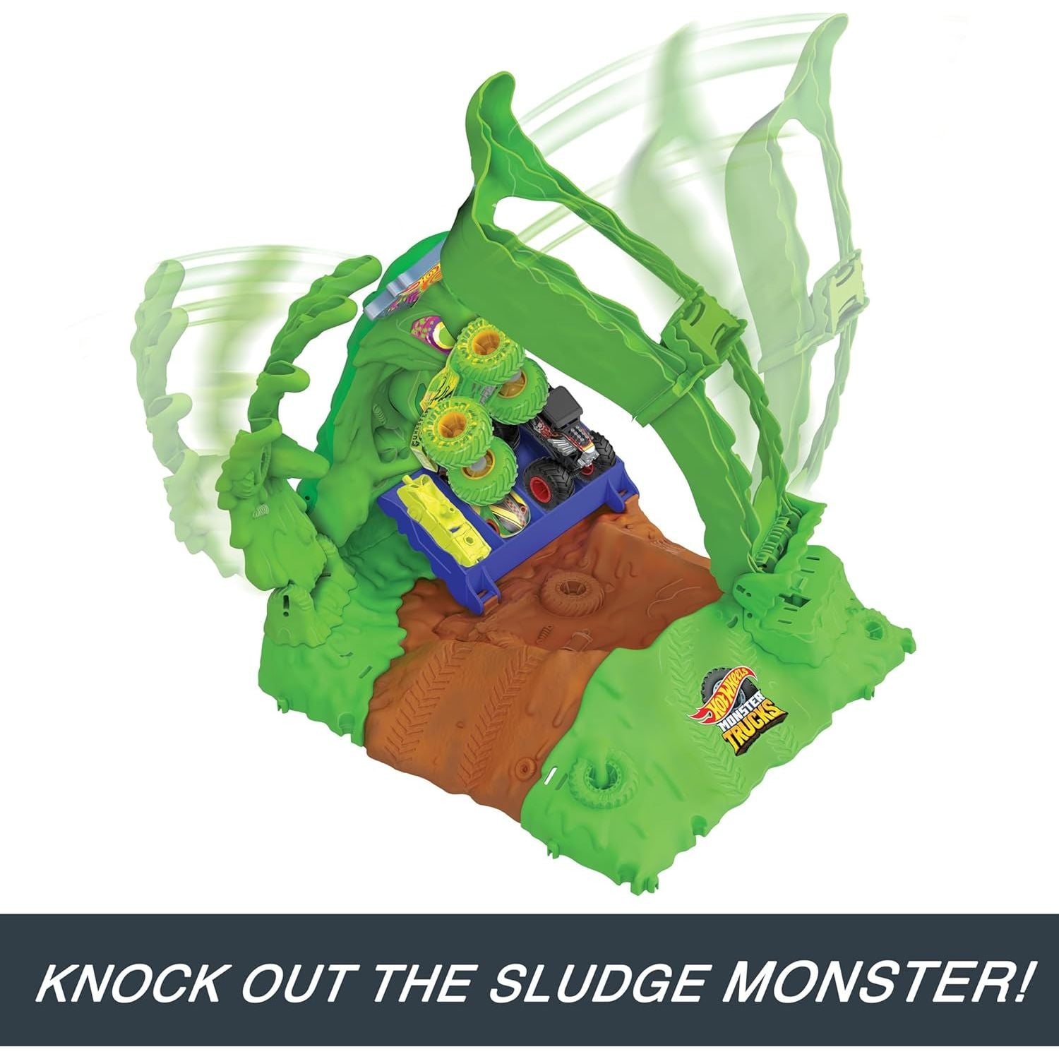 Hot Wheels Monster Trucks Arena Smashers Glow in The Dark Gunkster Playset