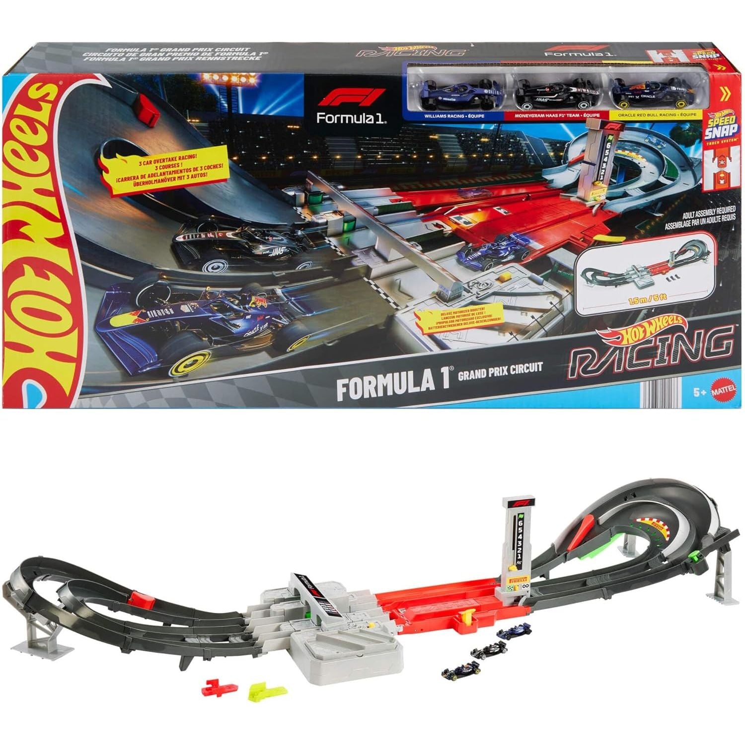 Hot Wheels Racing Formula 1 Grand Prix Circuit Track Set With 3 Die Cast Cars