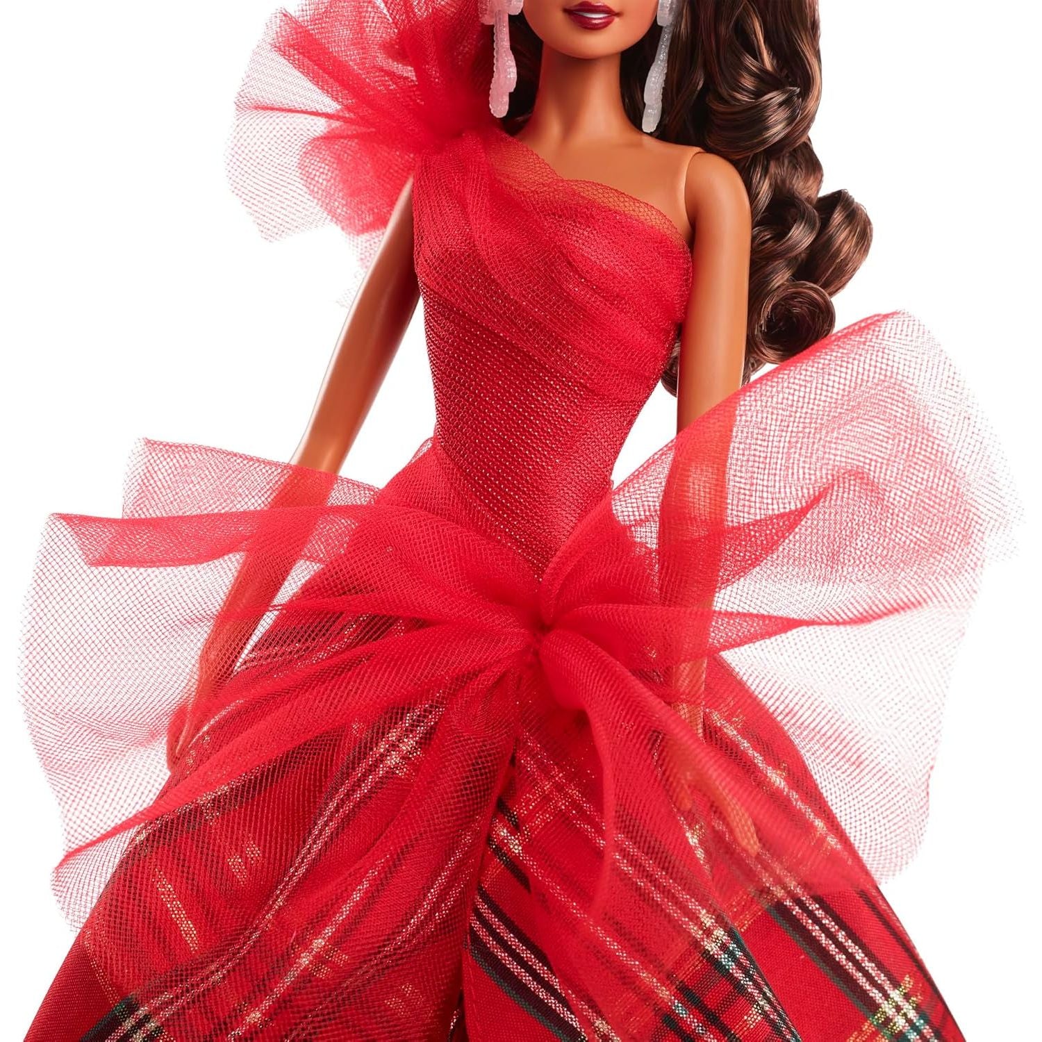 Barbie Signature 2024 Holiday Plaid Gown With Red Bow Doll