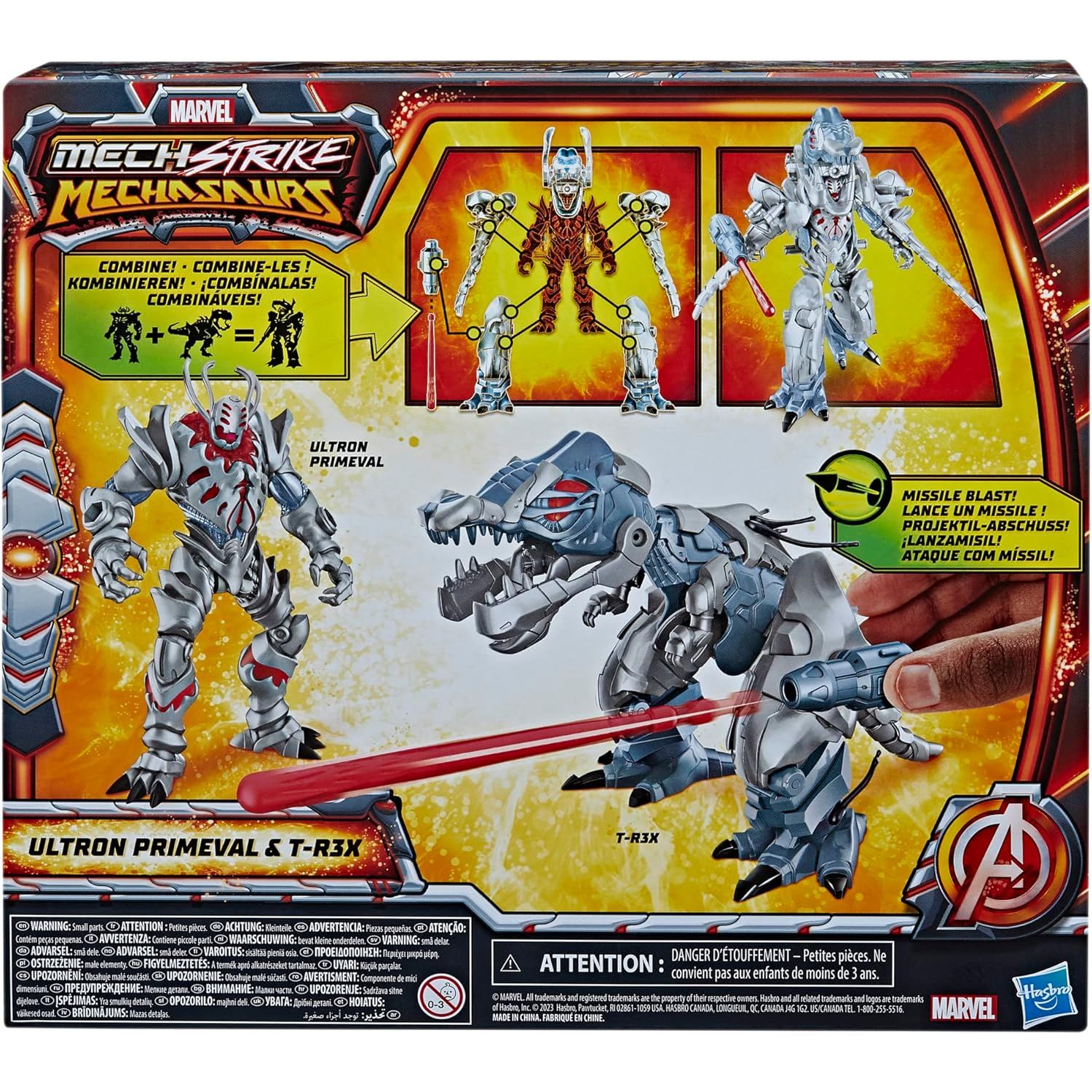 Marvel Mech Strike Mechasaurs Ultron Primeval (4.5”) with T-R3X Mechasaur Action Figures