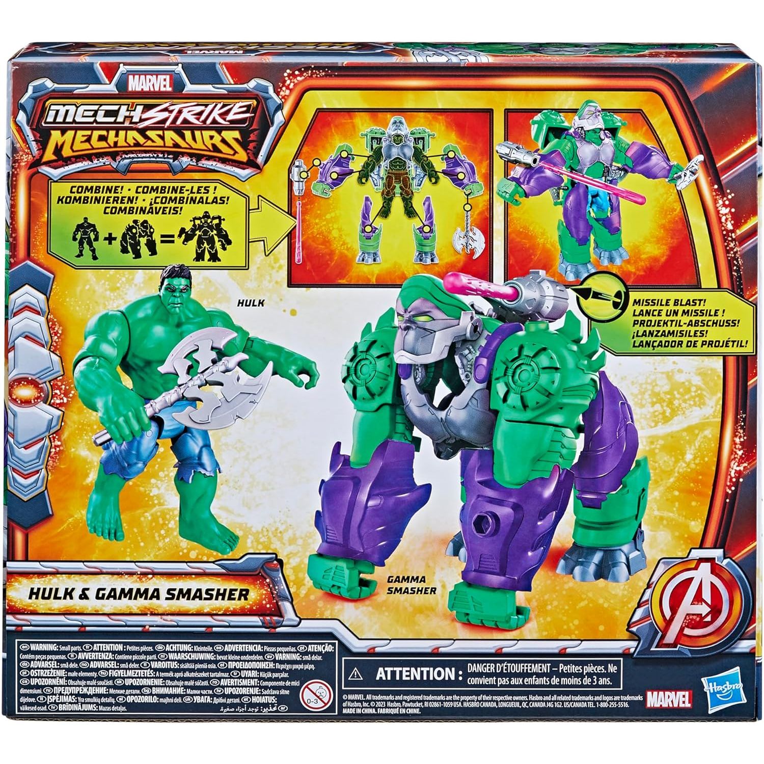 Marvel Mech Strike Mechasaurs Hulk with Gamma Smasher Mechasaur Action Figures
