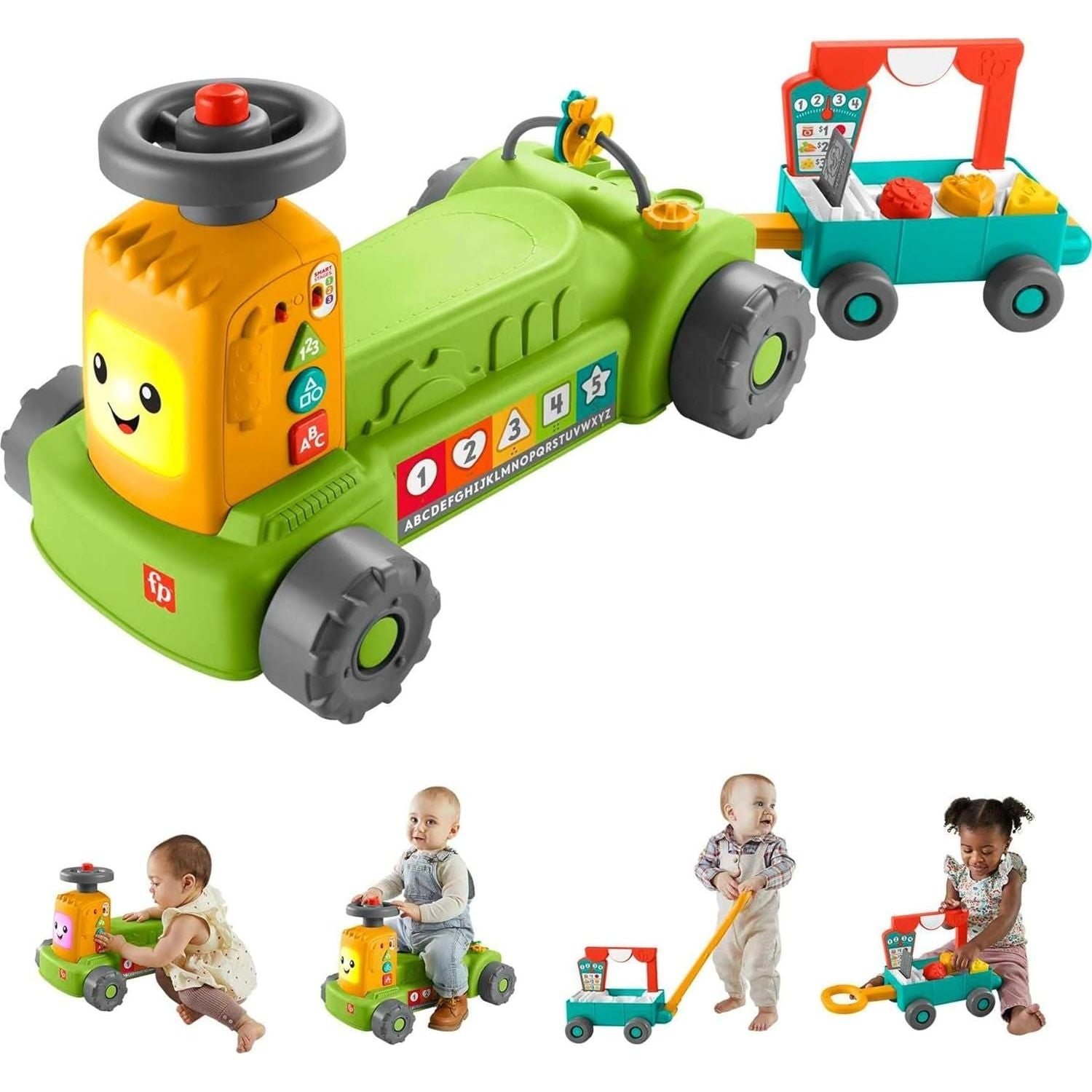 Fisher-Price Laugh & Learn 4-in-1 Farm to Market Tractor Ride-On - Toywell