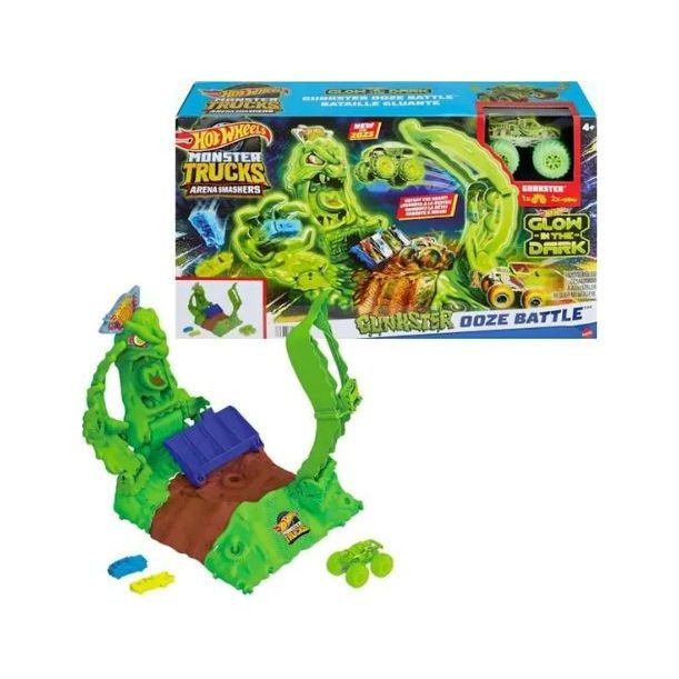 Hot Wheels Monster Trucks Arena Smashers Glow in The Dark Gunkster Playset