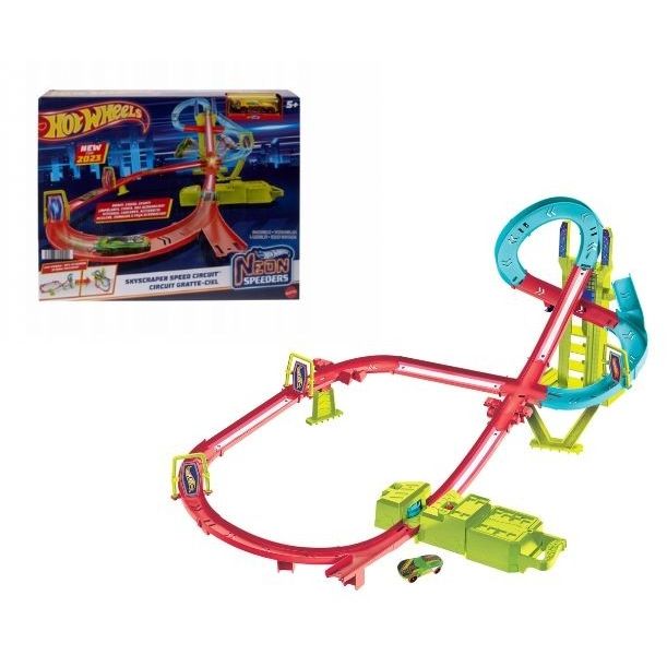 Hot Wheels Neon Speeders Skyskraper Speed Circuit Track Set