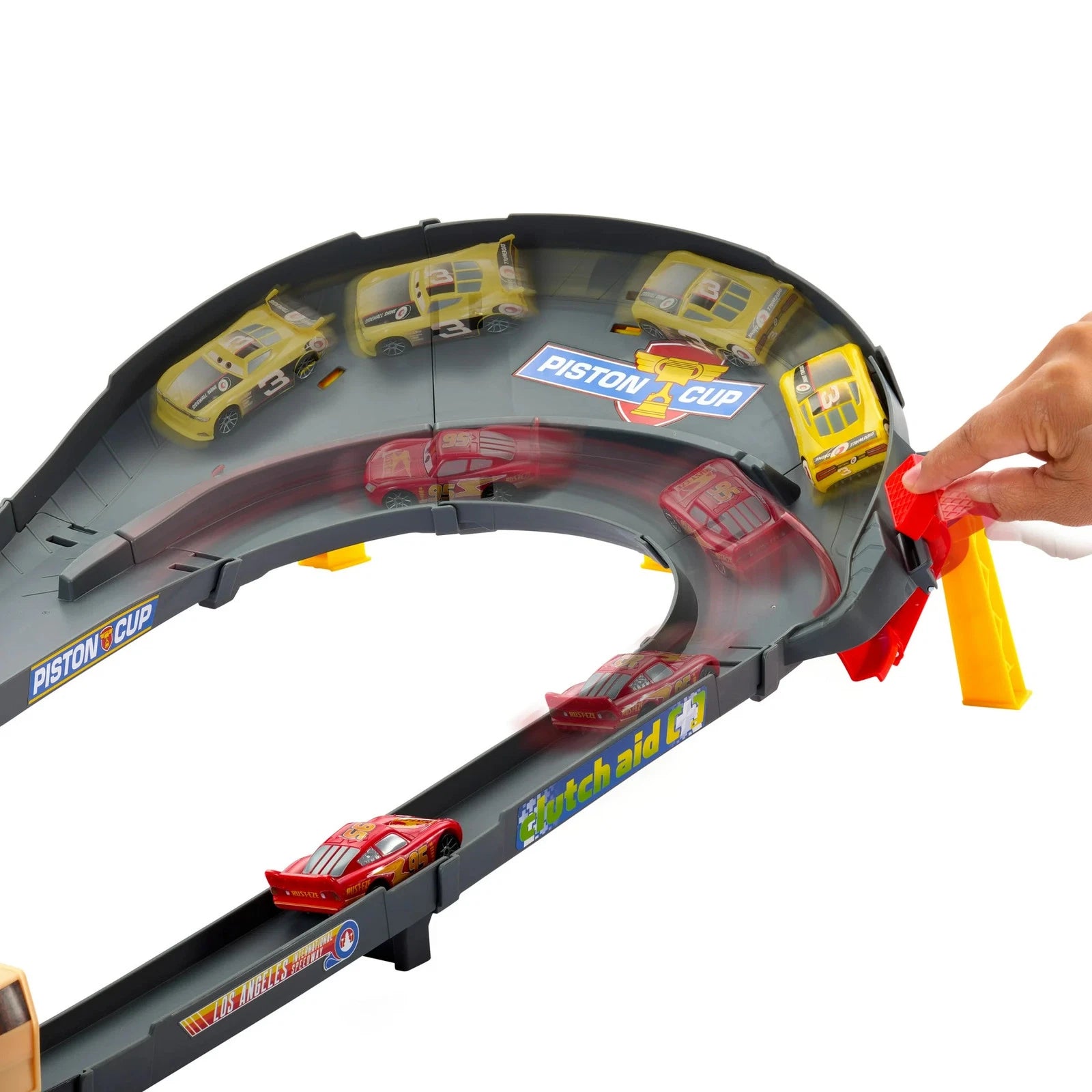 Disney And Pixar Cars Nascar Lane Change Race Playset With 2 Toy Vehicles
