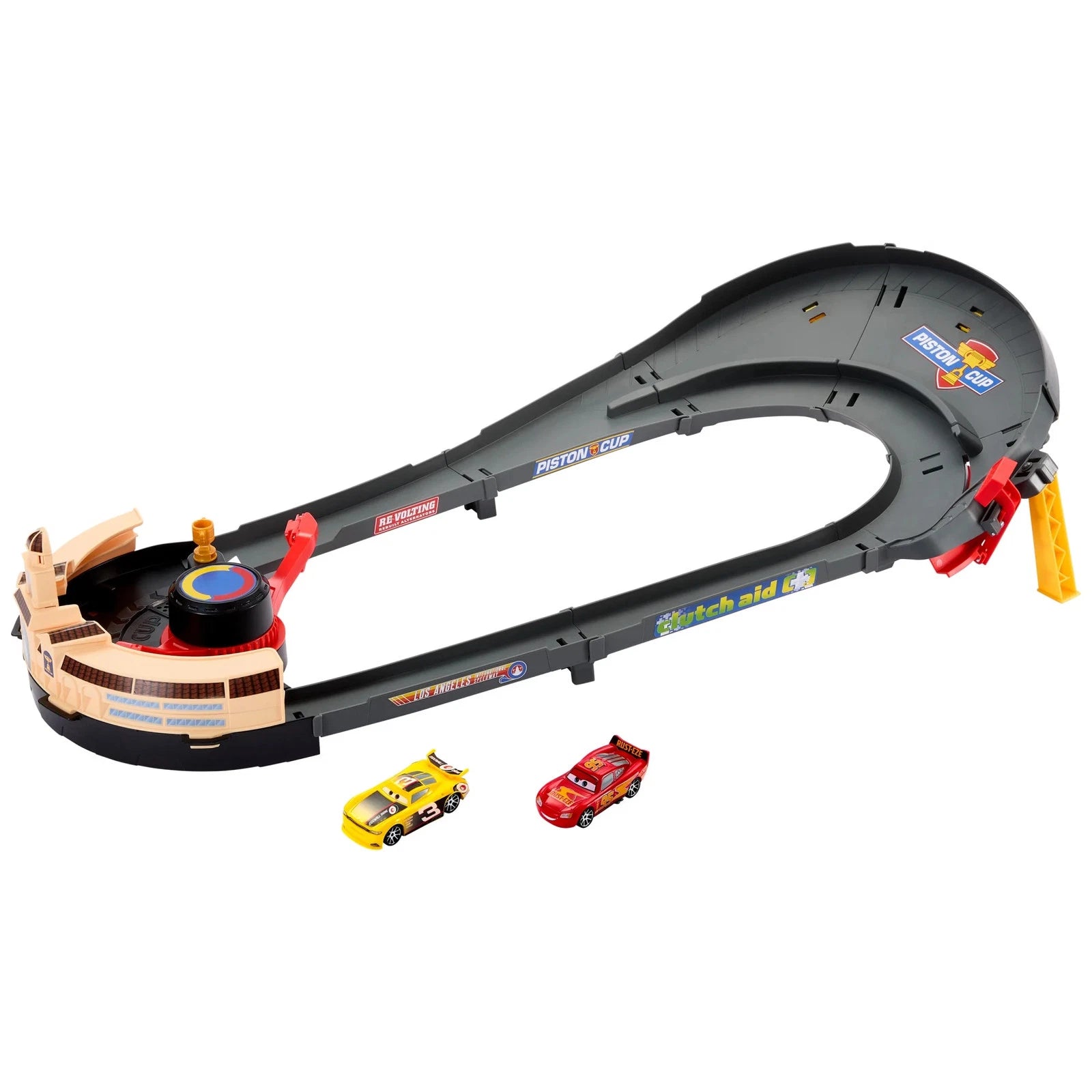 Disney And Pixar Cars Nascar Lane Change Race Playset With 2 Toy Vehicles