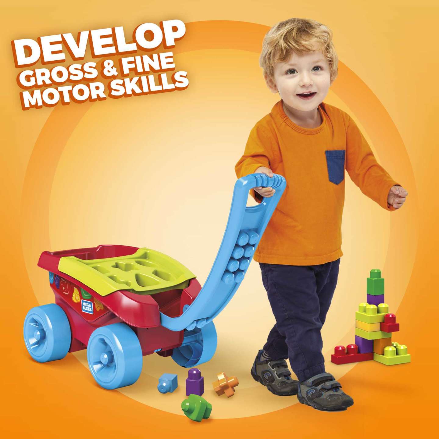 MEGA BLOKS Shape Sorting Wagon With 25 Building Blocks