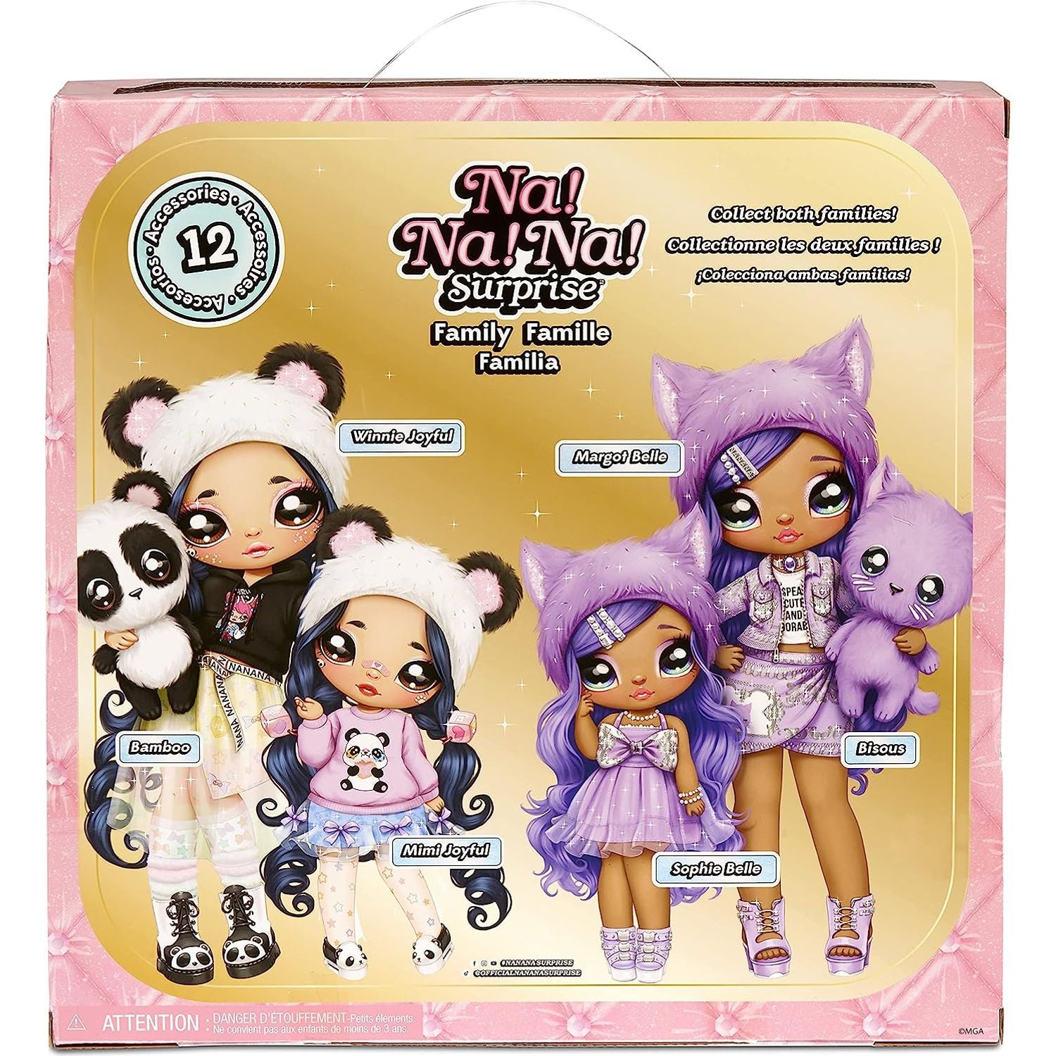 Na Na Na Surprise Lavender Kitty Family Doll Set with 2 Fashion Dolls and 1 Pet - Toywell