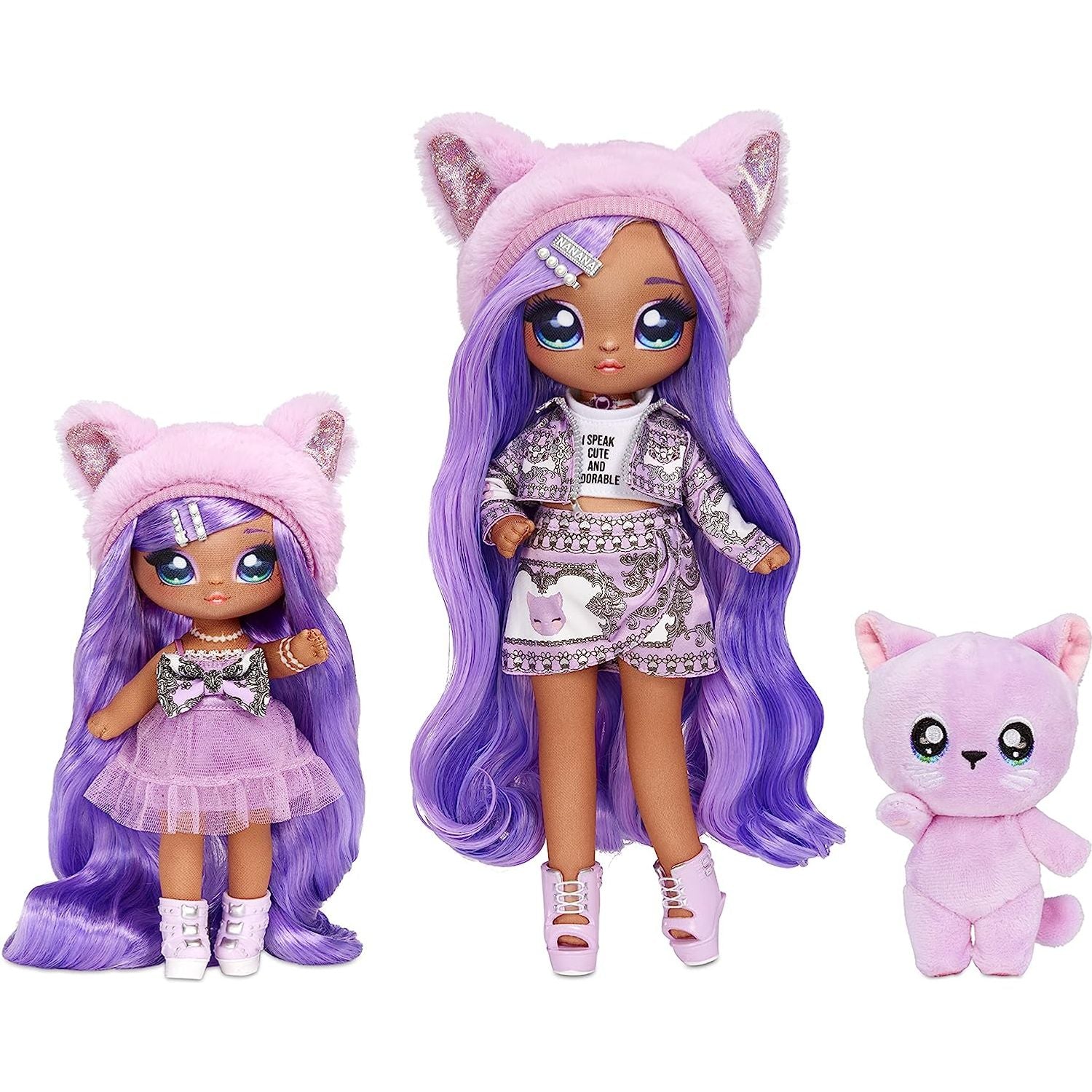 Na Na Na Surprise Lavender Kitty Family Doll Set with 2 Fashion Dolls and 1 Pet - Toywell